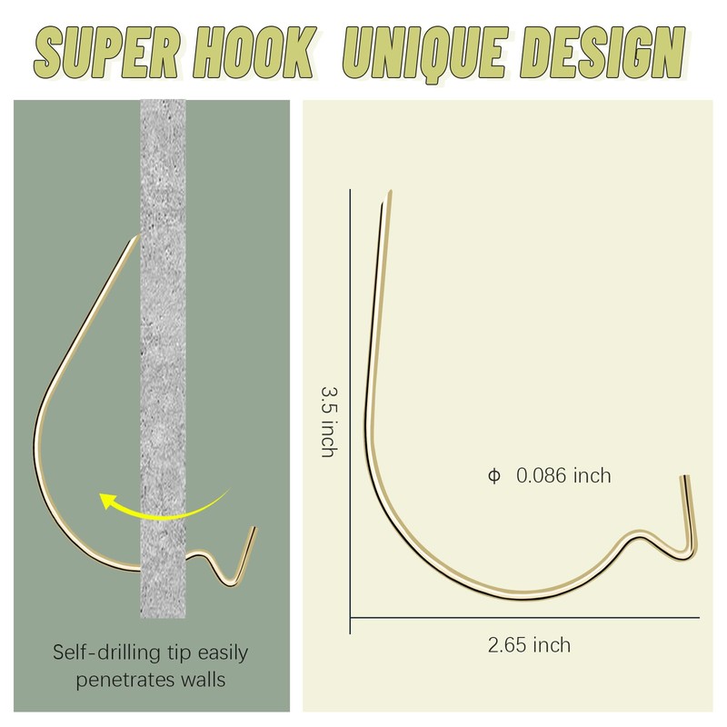 FURHUA Stronger Super Hooks Picture Hanger, Hang Art, Clock, Shelves,