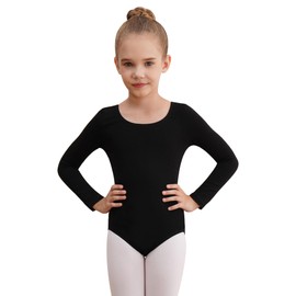 WEGETIT Long Sleeve Leotards for Girls Gymnastics Toddler Ballet Leotard Girls Dance Shirts Bodysuit (Black,2-4T)