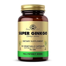 Solgar Super Ginkgo Biloba Herbal Supplement 120 Vegetable Capsules Vegan Glu...