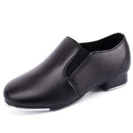 Linodes Zapato de claqué Unisex para niños y niñas con Doble elástico, sin Cordones, Color Negro, Talla 11.5 (niños pequeños)