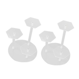 2PCS Figure Display Stand Acrylic Riser 3 Tier Easy Assembly Clean Versatile Organizer Holder for Collection Jewelry Doll