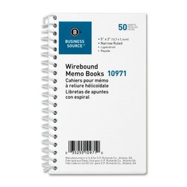 Business Source 3 x 5 Inches Wirebound Memo Books - Pack of 12 (10971)