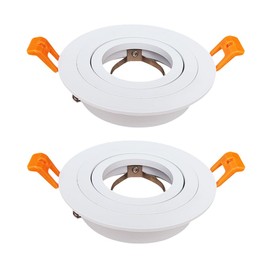 BRENDAXIN 2 Round White (3.6 inches), GU10 Downlight housing, Inlaid Socket LED Ceiling Light Frame, Suitable for /MR16/GU10 Bulb Frame, 75mm Aperture, Adjustable Illumination Angle, Replaceable Bulb
