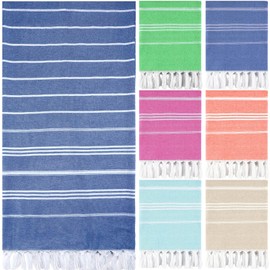 Moukeren 6 Pcs Turkish Beach Towels 35 x 71 Inch Turkish Cotton Travel Towels Quick Dry Sand Beach Towels Large Beach Towels Turkish Towels Travel Towels for Beach, Bath, Pool (Multicolor)