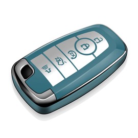 Tukellen for Ford Key Fob Cover Soft TPU Full Protection Key Case Compatible with Fusion Explorer Escape F150 F250 F350 F450 F550 Mustang Edge Maverick Expedition Lincoln Aviator(Storm Blue, 5Buttons)