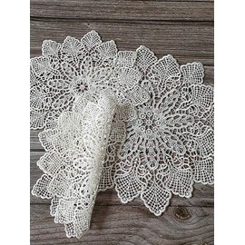 Yulakes White Lace Round Embroidery Table Placemat, Handmade Lace Doily, Cotton Placemat Flower Mat, Lace Doily, Crochet Doily, Table Cloth 25 cm/30 cm (30 mm)