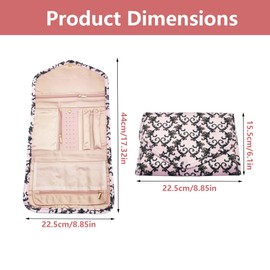 TUKEVA Storage Bag for Jewellery Roll Organiser Bag Jewellery Storage Travel Storage Travel Roll for Organiser Earrings Necklaces Rings Watches etc (Pink Floral, L)