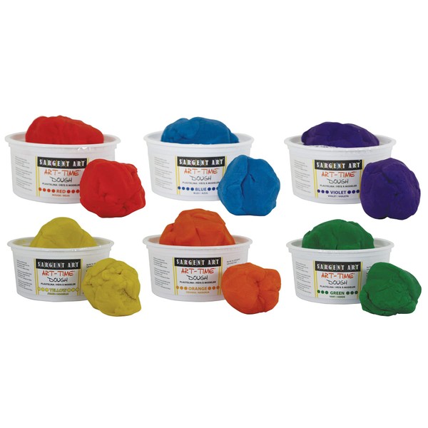Sargent Art 1 Pound Tub of Art-Time Dough x 6 Colors, Non-Toxic, Very Malleable, Adaptable, Easy Storage, Reusable
