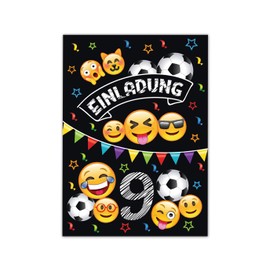 12 Invitation Cards for 9th Children's Birthday Boys Football Invitations Ninth Birthday Children