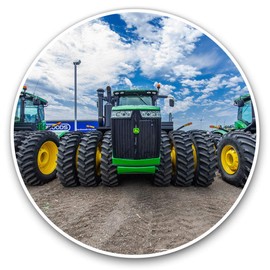 Vinyl Stickers (Set of 2) 10cm - Green Farm Tractors Farmer Decals for Laptops,Tablets,Luggage,Scrap Booking,Fridges, 15545