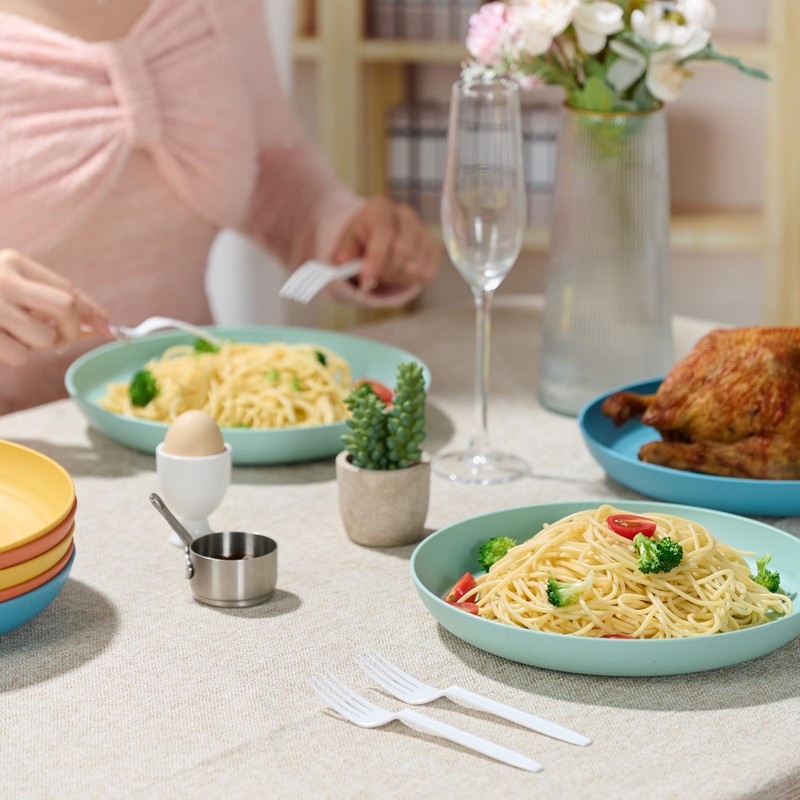 Luckore 10 inch Deep Dinner Plates Set of 8 Wheat