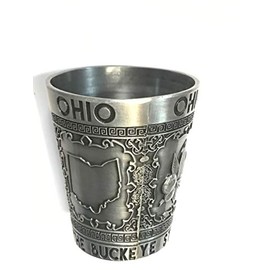States Souvenir Metal Shot Glass Pewter Design - Texas Nashville Indiana Iowa ST. Louis Chicago Kentucky Ohio Illinois Collectible Metal Shot with Iconic Images (Ohio The Buckeye State)
