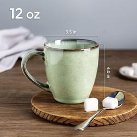 GBHOME Ceramic Coffee Mugs Set of 6, 12oz Stoneware Coffee Mugs Set For Dad Mom Women MEN, Light Weight Coffee Cups for Latte/Tea/Beer/Hot Cocoa, Dishwasher & Microwave Safe, Pastel Green