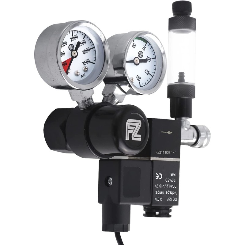 FZONE Aquarium Co2 Regulator Aquarium DC Solenoid Bubble Counter and