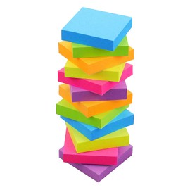 Sticky Notes 2x2, 6 Color Bright Colorful Sticky Pad, 12 Pads/Pack, 100 Sheets/Pad, Self-Sticky Note Pads (Green, Yellow, Blue, Orange, Purple, Rose)