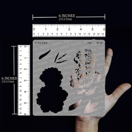 CrafTreat Stencil - 2 Step Layered Peony | Reusable Painting Template for Journal, Notebook, Home Decor, Crafting, DIY Albums, Scrapbook and Printing on Paper, Floor, Wall, Tile, Fabric, Wood 6"X6"