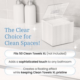 CLEAN SKIN CLUB Clear Acrylic Box for Clean Towels XL (NOT Included), Container For 50 Disposable Clean Towels XL, Face Towelettes Bathroom Counter Storage, Bin for Cleansing Facial Dry Wipes