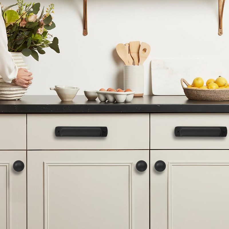 khtumeware 10 Pack 3 3/4" Drawer Pulls Matte Black Drawer