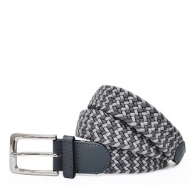 Glamexx24 Elastic Fabric Belt Stretch Belt: Unisex Braided Stretchy Belt for Men and Women, Width 3.5 cm, Length 90 cm to 120 cm, Grey, Dark Grey
