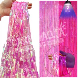 Grupo Carnavallia 2 Cortina Tornasol Rosa Iridicente Fiesta Decorar Unicornio