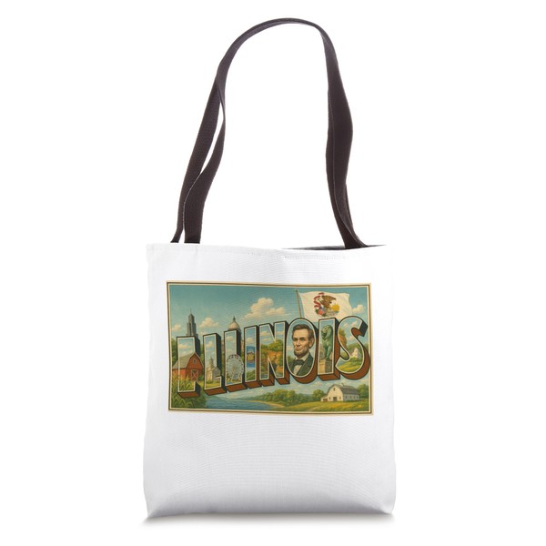 Illinois Chicago 50s Vintage Retro Travel Poster Art Graphic Tote
