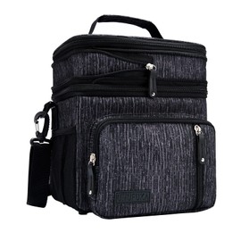 Lunch Bags for Men Women Expandable Insulated Cooler Bag Double Compartment Waterproof Leakproof Cooler Bag with Shoulder Strap Large Capacity for Office School Picnic (Blue Print)