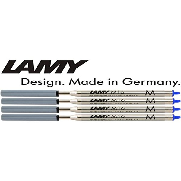 Lamy M16 high Capacity Ballpoint Refill, Document-Proof, M tip, Blue, 4 pcs.