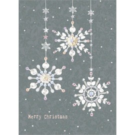 Tree-Free Greetings Holiday Greeting Cards, Gray Snowflake Happy Holidays, Vintage Brown Recycled Paper, Boxed Note Card Set, 10-Pack (HB93304)