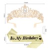 CURASA Gold Birthday Crown and Sash for Women Girls Princess