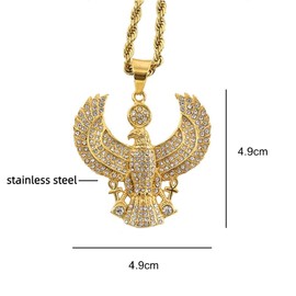 Egyptian Eagle Necklace for Men, Hip Hop Horus Eagle Necklace, Ancient Egypt Eagle Pendant Necklace with 23.6"Chain, Stainless Steel Punk Rock Ankh Cross Eagle Pendant, Vintage Animal Eagle Necklace Jewelry for Men