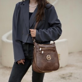 MKF Crossbody Bag for Women – PU Leather Expandable Messenger Purse – Designer Pocketbook Handbag Shoulder Strap