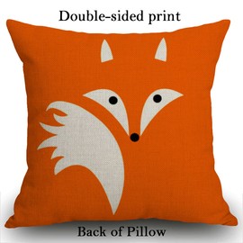 Smooffly Cotton Linen Home Decorative Cute Fox Cushion Cover Throw Pillow Covers for Sofa Couch 45 x 45 cm 18 x 18 inches