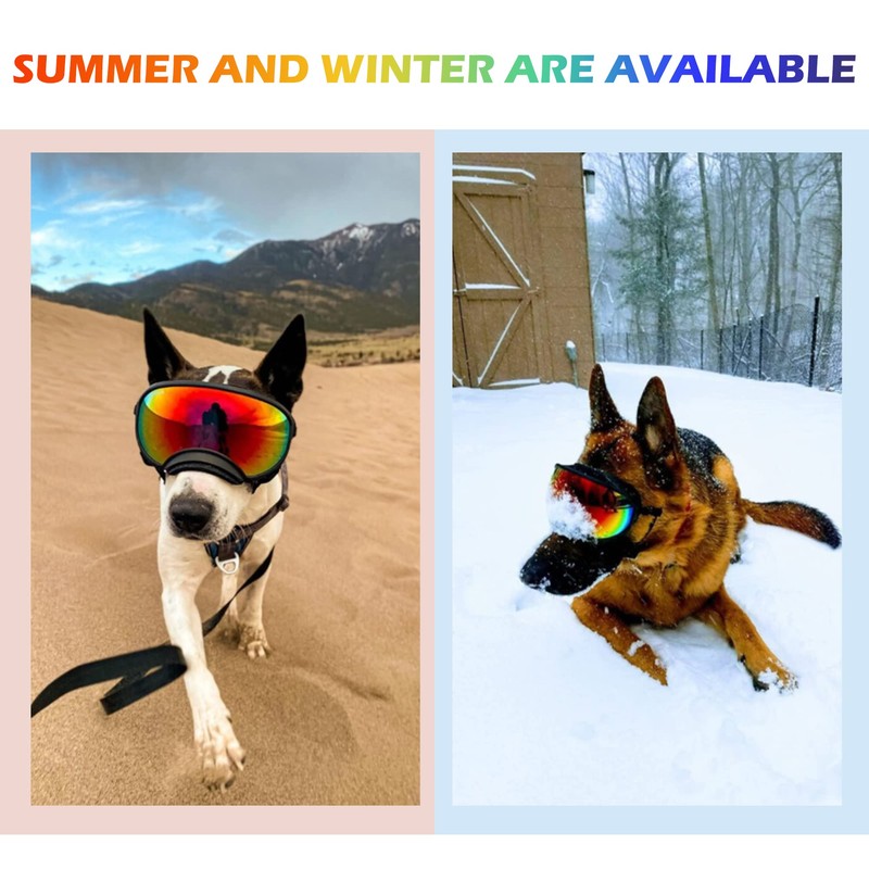 Large Dog Sunglasses with Adjustable Strap UV Protection, Winproof, Suitable