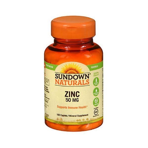 Sundown Naturals Zinc 50 mg Caplets - 100 ct, Pack of 3