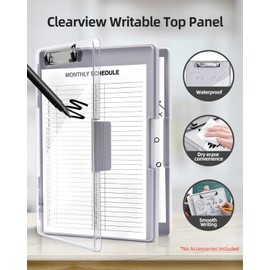 Clearview Clipboard with 2 Storage, Dry Erase 8.5x11 Heavy Duty ClipBoards - High Capacity Coaches Clip Board with Pen Holder - Side Opening Plastic Nursing Clip Case (Lvory)