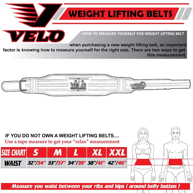 VELO Weight Lifting Belt 4" Inch Neoprene Lower Back Support