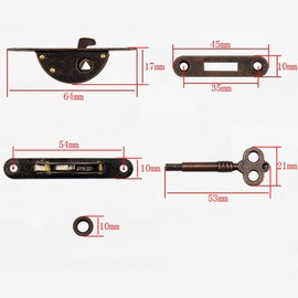 Vintage Cabinet Door Locks with Key, Semicircle Retro Drawer Cupboard Wardrobe Locks, Furniture Decorative Practical Locks，Red Copper, 1 Pcs