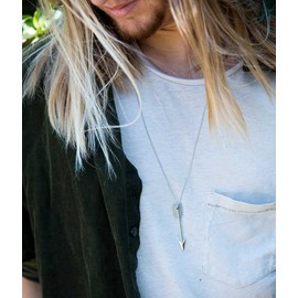 Yalice Boho Long Arrow Necklace Chain Drop Pendant Necklaces Arrowhead Jewelry for Women(Silver)