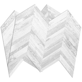 DICOFUN 10-Sheet Herringbone Peel and Stick Backsplash, Vintage White Wood Look PVC Stick on Backsplash for Kitchen and Bathroom