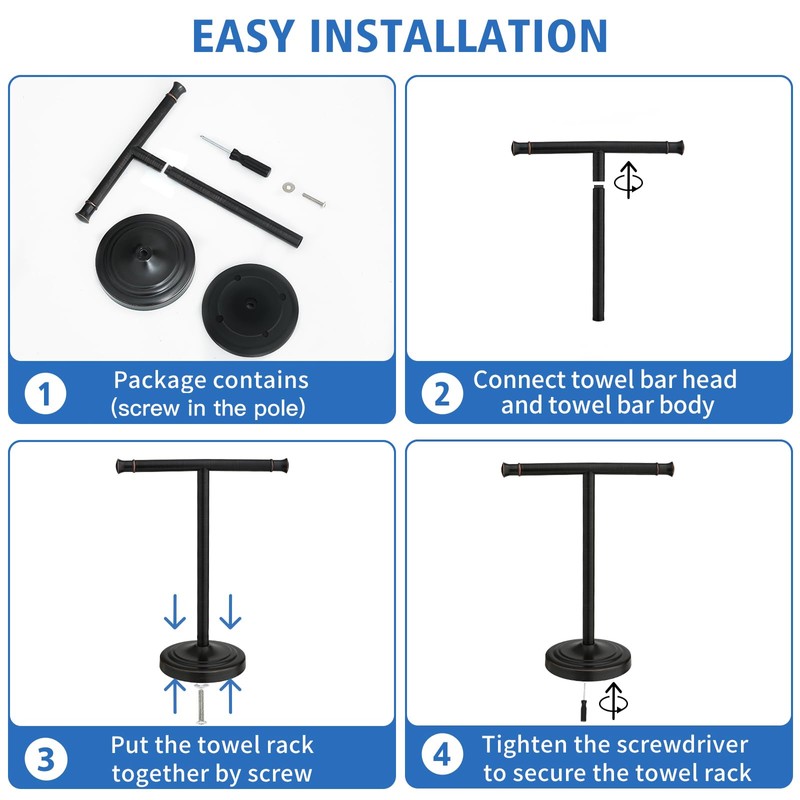 RUMOSE 13 Inch Oil Rubbed Bronze Towel Stand Hand Towel