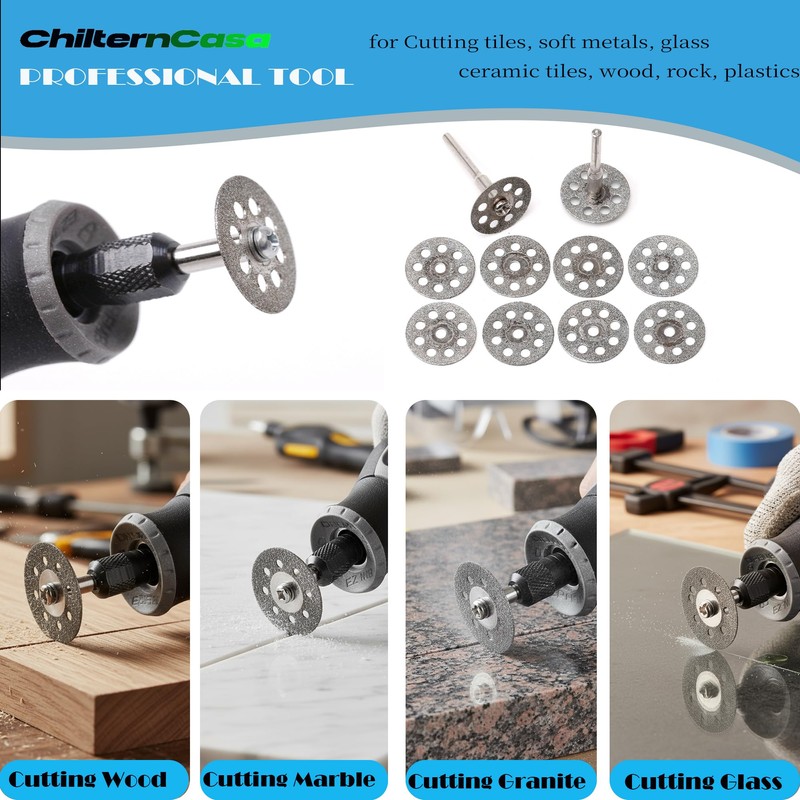 ChilternCasa 25mm 1" Diamond Cutting Wheel, 3mm 1/8 Inch Mandrel