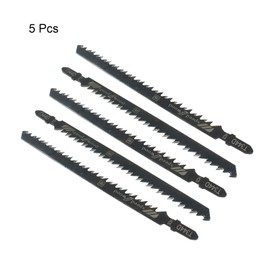 Hitefu 5PCS T344D T-Shank Jigsaw Blades, 6 Inch High Carbon Steel Long Jig Saw Blades, Metal Jigsaw Blades for Quick Cutting Softwood Plywood PVC Hardwood Plastic