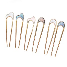 Visxcnu 6 Pieces French Hair Pins, U Shaped Metal Hairpins 2 Prong Updo Chignon Pins for Weddings Dating Vintage Hair Fork Hair Pin for Girls Women Hair Accessories