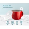 KooK Ceramic Soup Mugs, with Handle and Vented Plastic Lid,