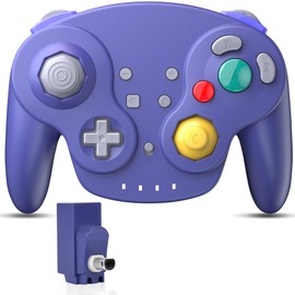 SAFFUN 2.4 GHz Wireless NGC Controller, GameCube Receiver, Compatible with GameCube Console (Rechargeable) (Plug and Play) (Built-in Vibration) Indigo
