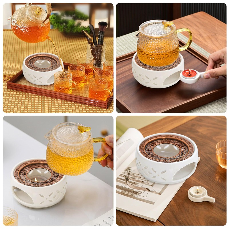 Teapot Warmer Ceramic with Tea Light Holder, Coffee Warmer, Teapot