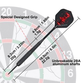 SOUTHMAN 6 Pack Steel Darts Set, 22g Darts Tip with Non-slip Stainless Steel Shaft, 10pcs Dart Flights, 12pcs Aluminum Shafts, 1 Dart Sharpener, 1 Flight Protector, Gift Box