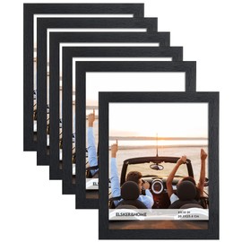 ELSKER&HOME 8x10 Picture Frame Black Set of 6 - Multi Photo Frames Collage with HD Real Glass for Table Top or Wall Mount Display
