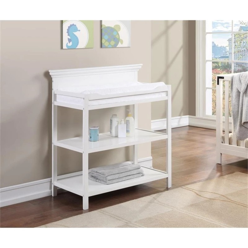 Pemberly Row Universal Traditional Wood Changing Table in White