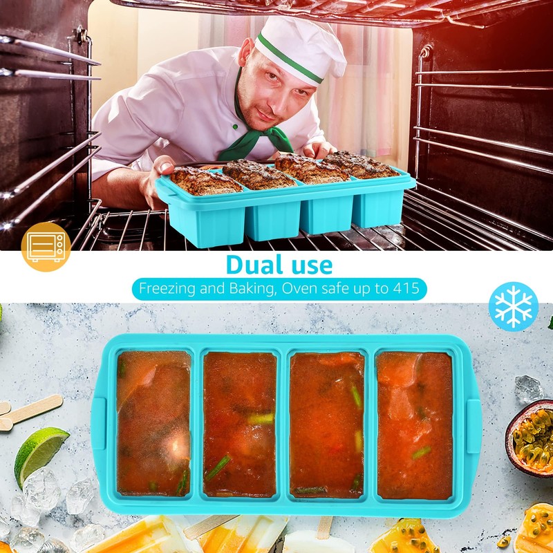 Ztomine Silicone Freezer Tray With Lid - Silicone Freezer Food